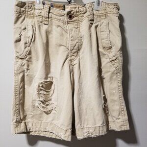 Hollister Shorts Distressed Tan Khaki Men's 28